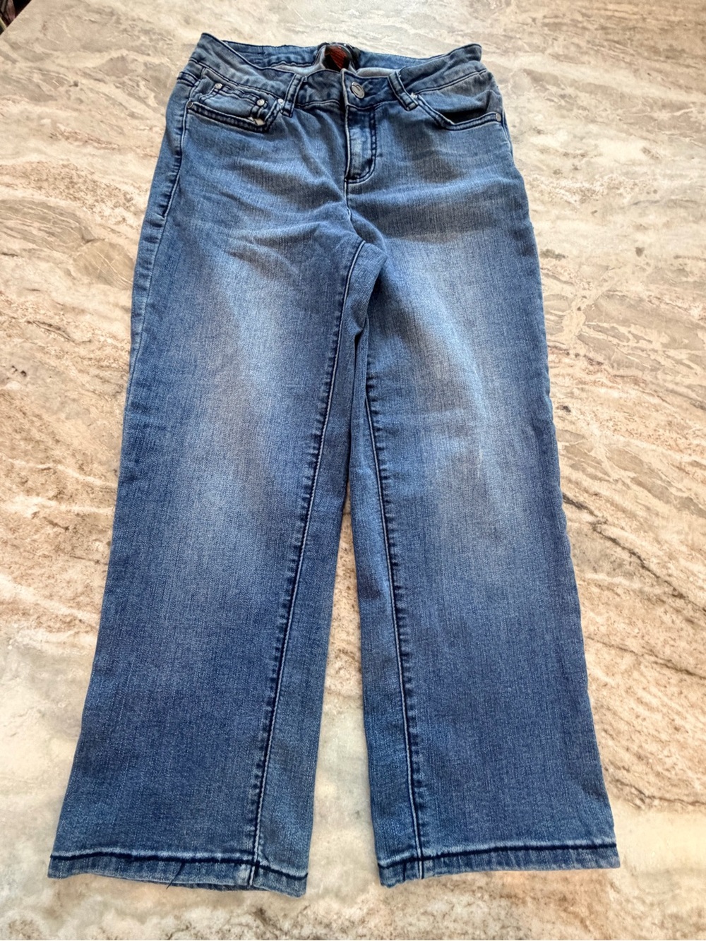 Earl Jeans Size 6 Cropped Wide Leg Stretch Jeans Medium Wash